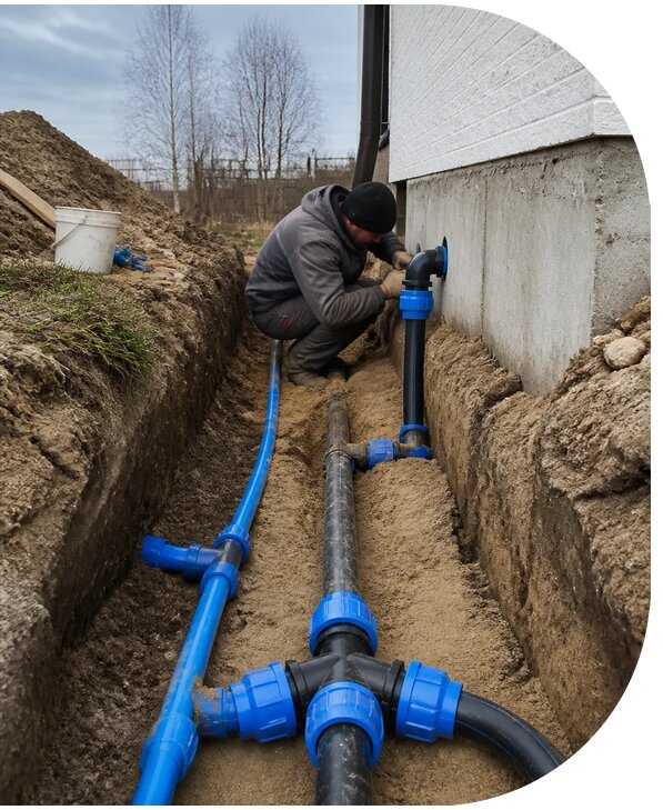 Монтаж наружного водопровода на участке под ключ в Севастополе